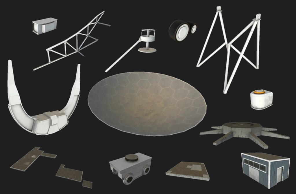 Radio telescope game asset parts.