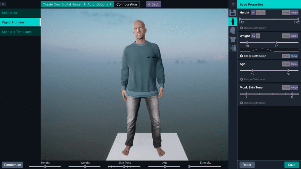 Setting variation ranges for actor base properties.